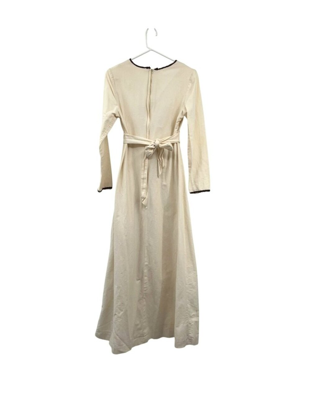 Vintage Prairie Maxi Dress Used Womens Small Cream Brown Boho - Picture 15 of 16